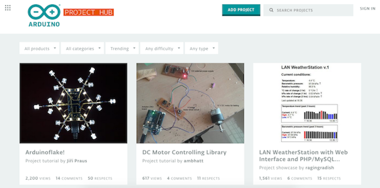 Screenshot of Project Hub